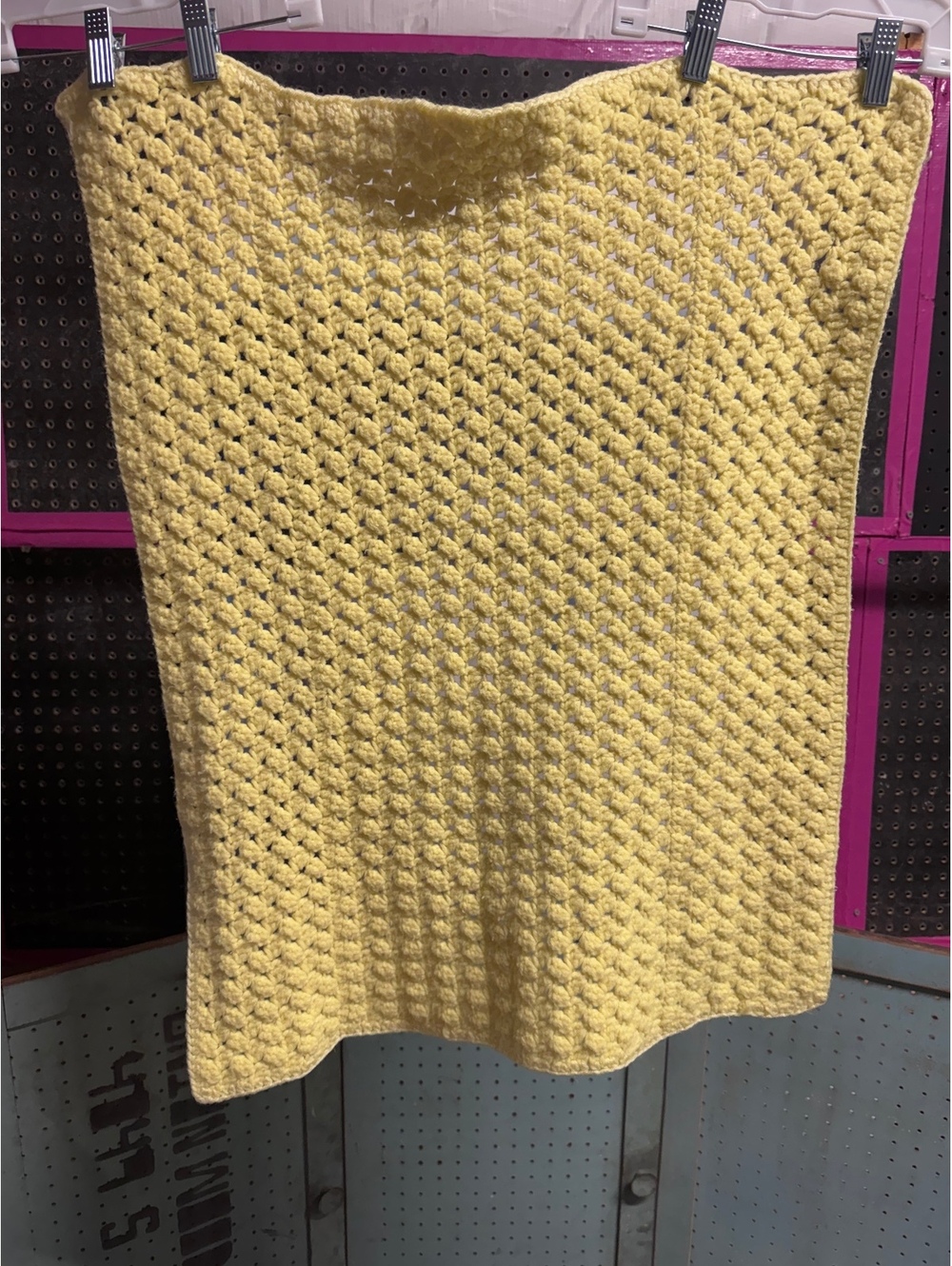 Handmade Crochet Baby Blanket Yellow 25x40 Soft Textured Afghan Nursery Throw